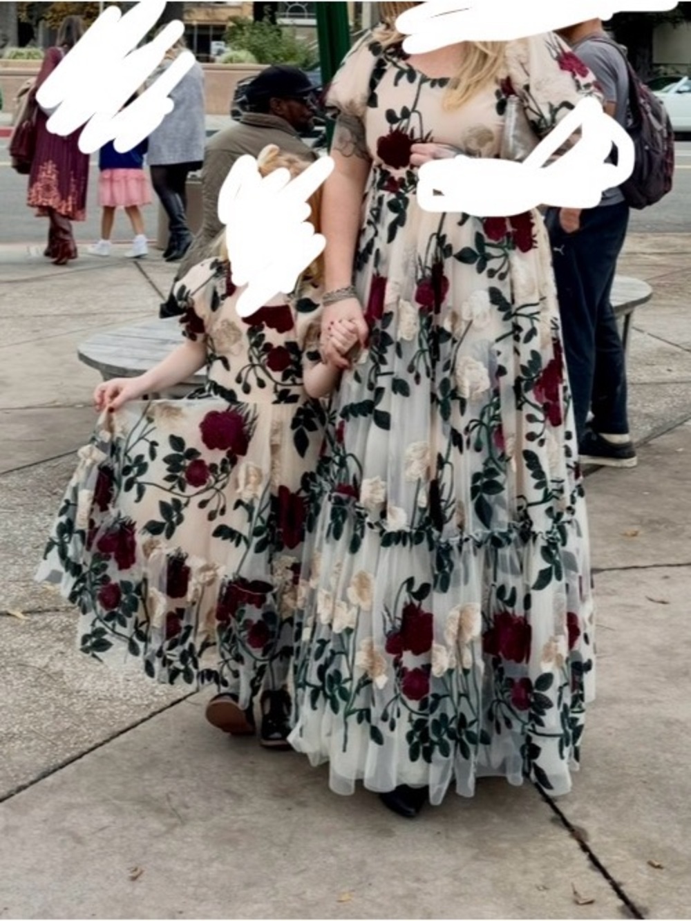 Ivy City Co Girls Amora with Burgundy & Green Floral Embroidery